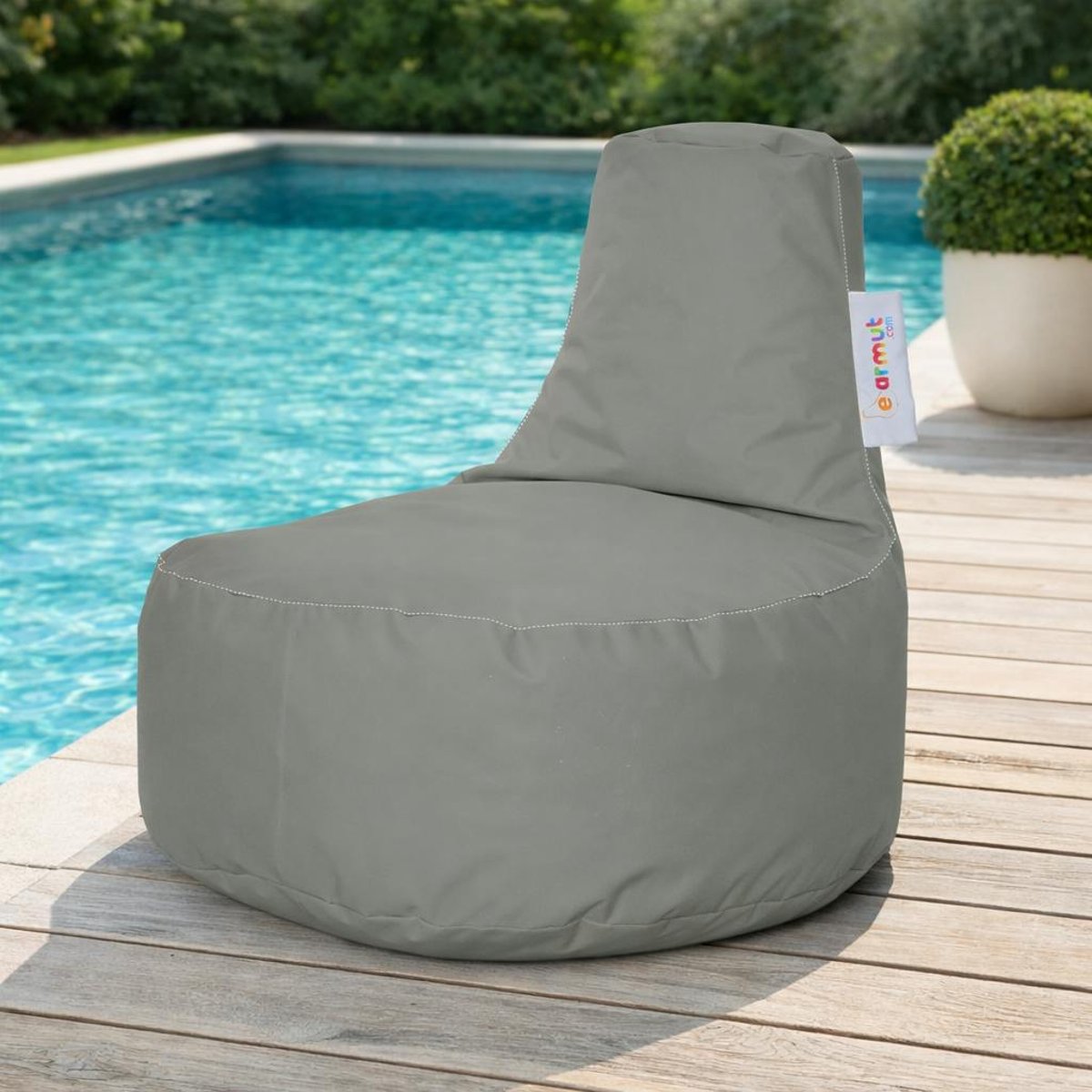 Pouf de jardin imperméable avec poches ARTA gris, PIER IMPORT