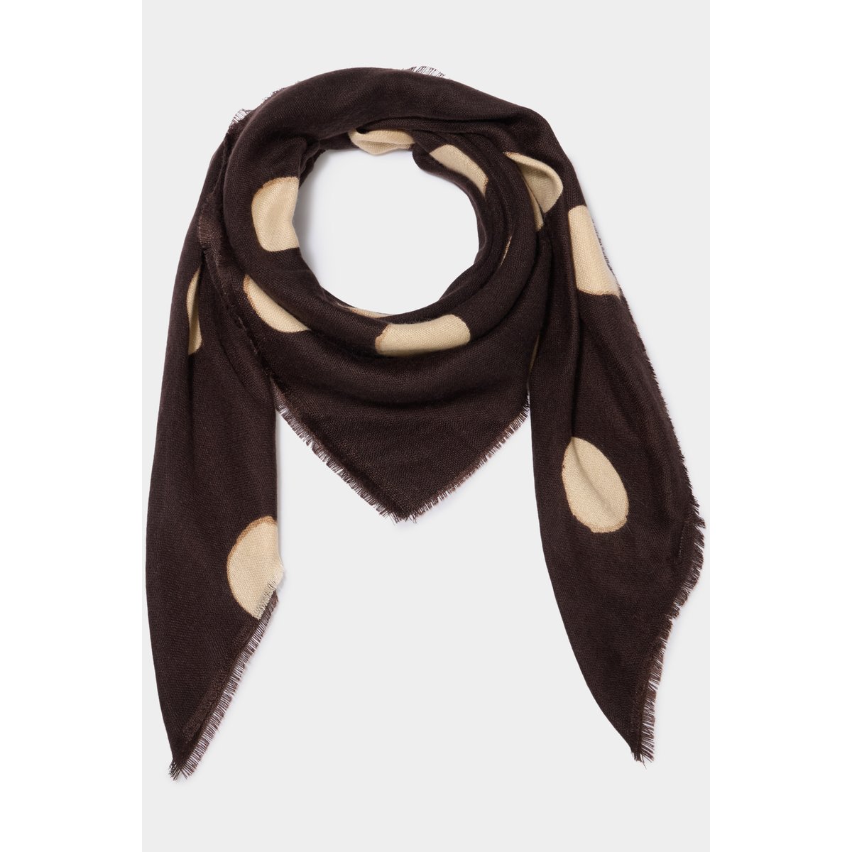 foulard chaud carré motif pois marron foncé, BREAL