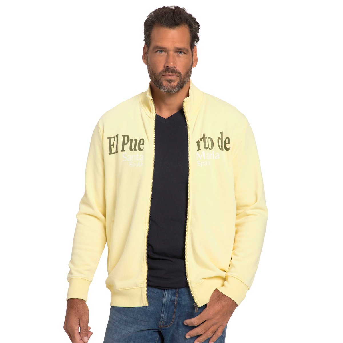 Gilet en molleton avec col montant. Délavage jaune clair, JP1880