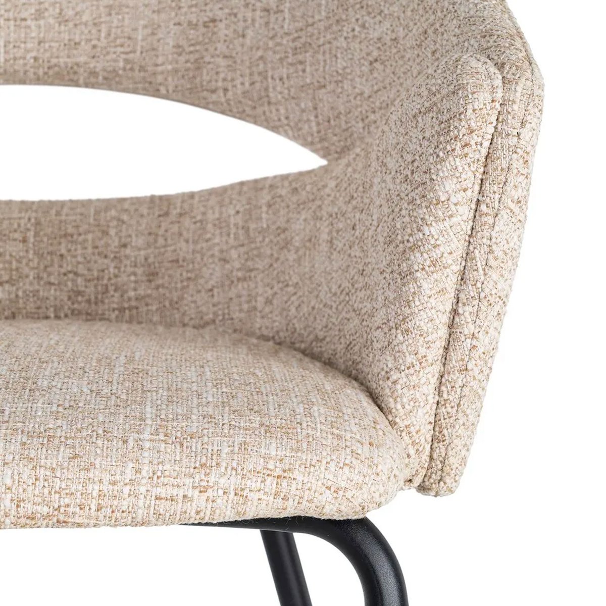 Fauteuil design tissu beige et métal noir 59x61x82cm beige, WADIGA
