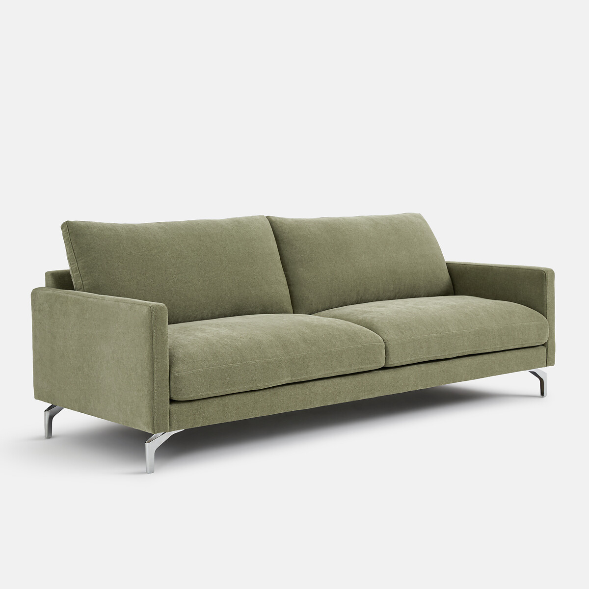 Canapé droit 2, 3 ou 4 places, en polyester chiné, LADY vert eucalyptus, LA REDOUTE INTERIEURS