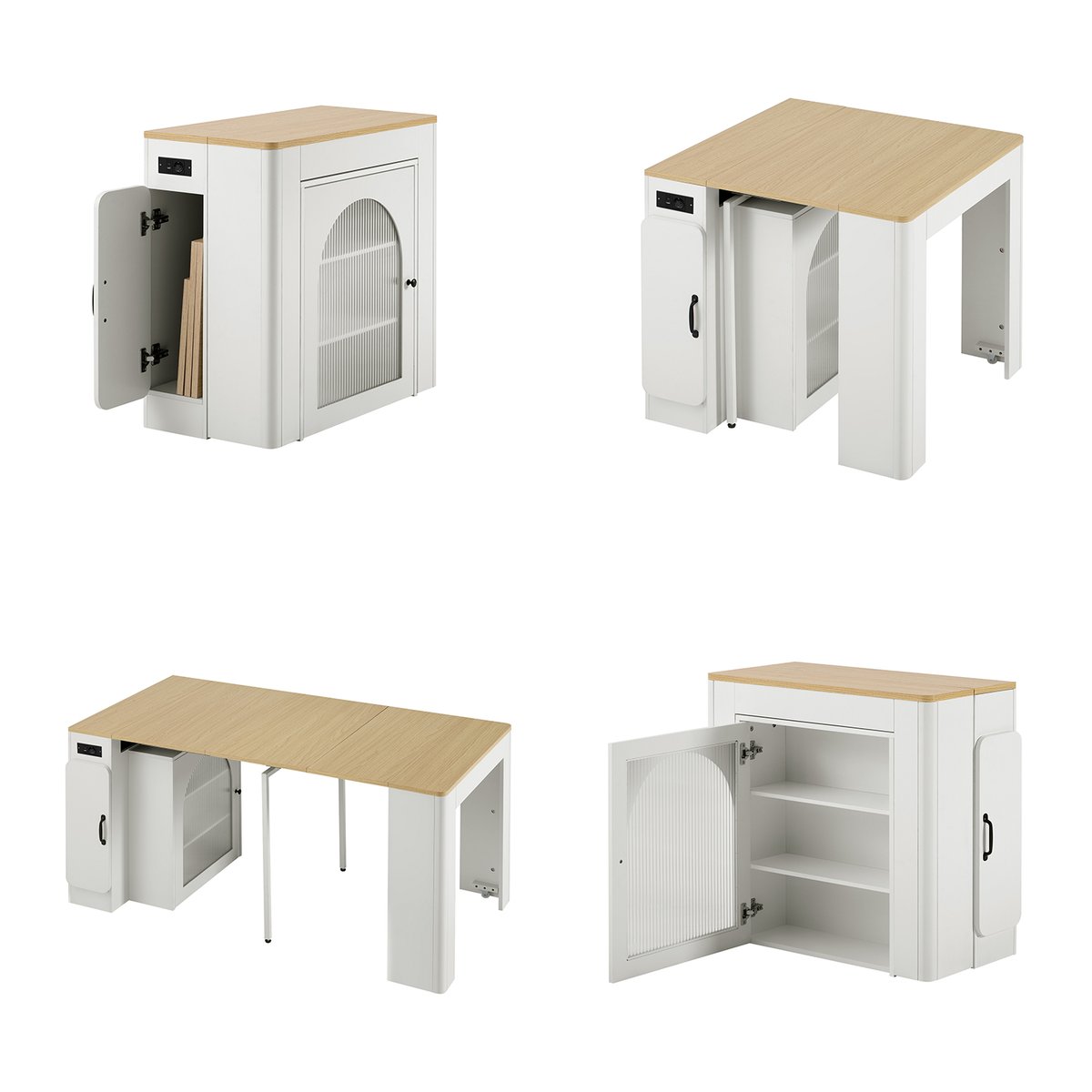 Table à manger extensible à allonge papillon intégrée, ELMOC chêne, MEUBLES COSY