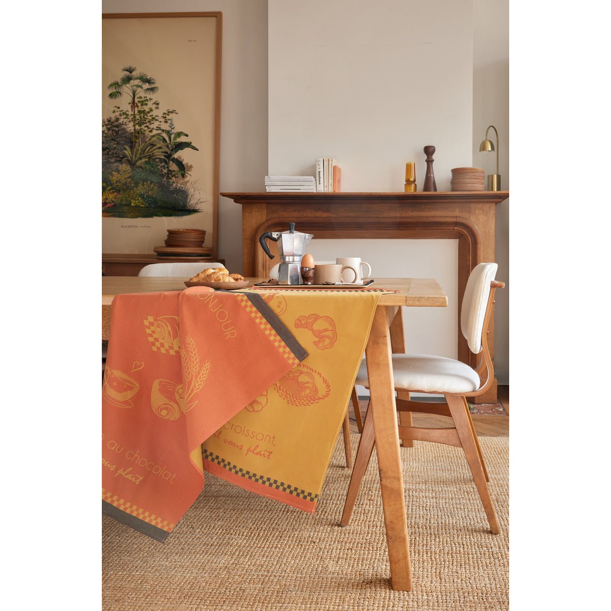 Torchon jacquard en coton LE CROISSANT jaune, COUCKE