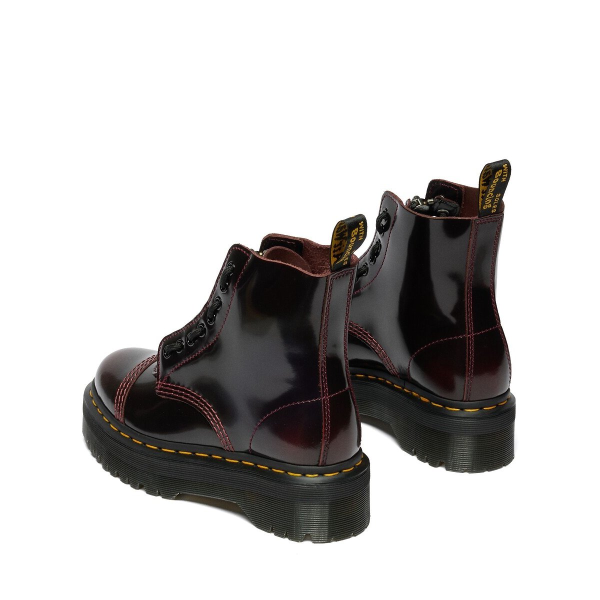 Boots plateforme Sinclair en cuir Arcadia rouge bordeaux, DR. MARTENS