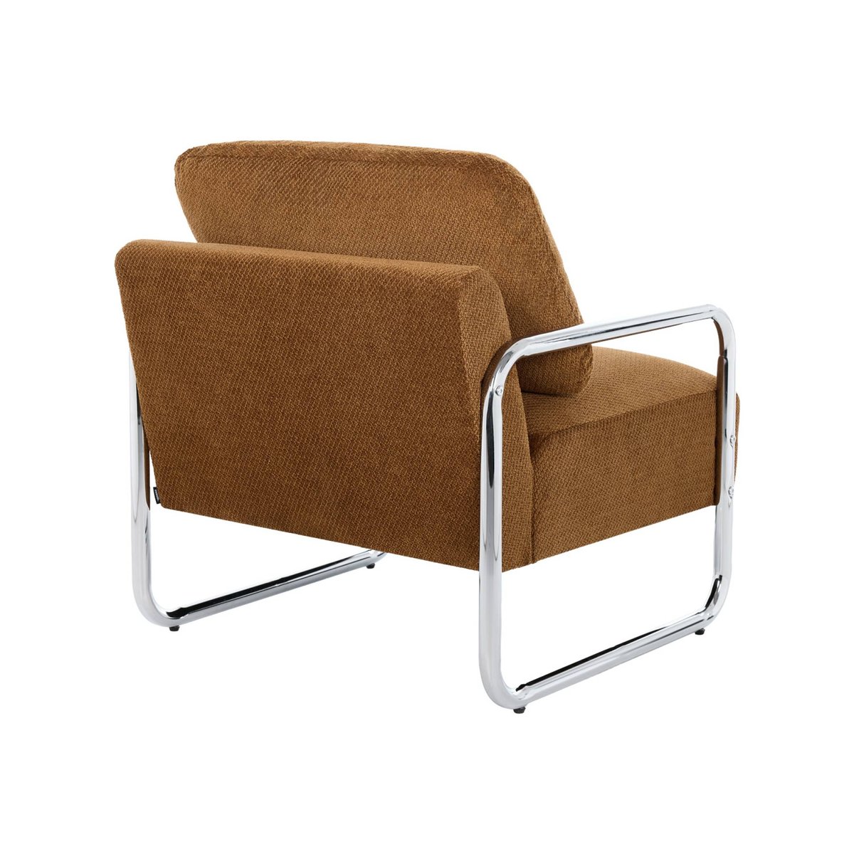 Fauteuil vintage tissu chenille armature chromée JOE blanc cassé, SWEEEK