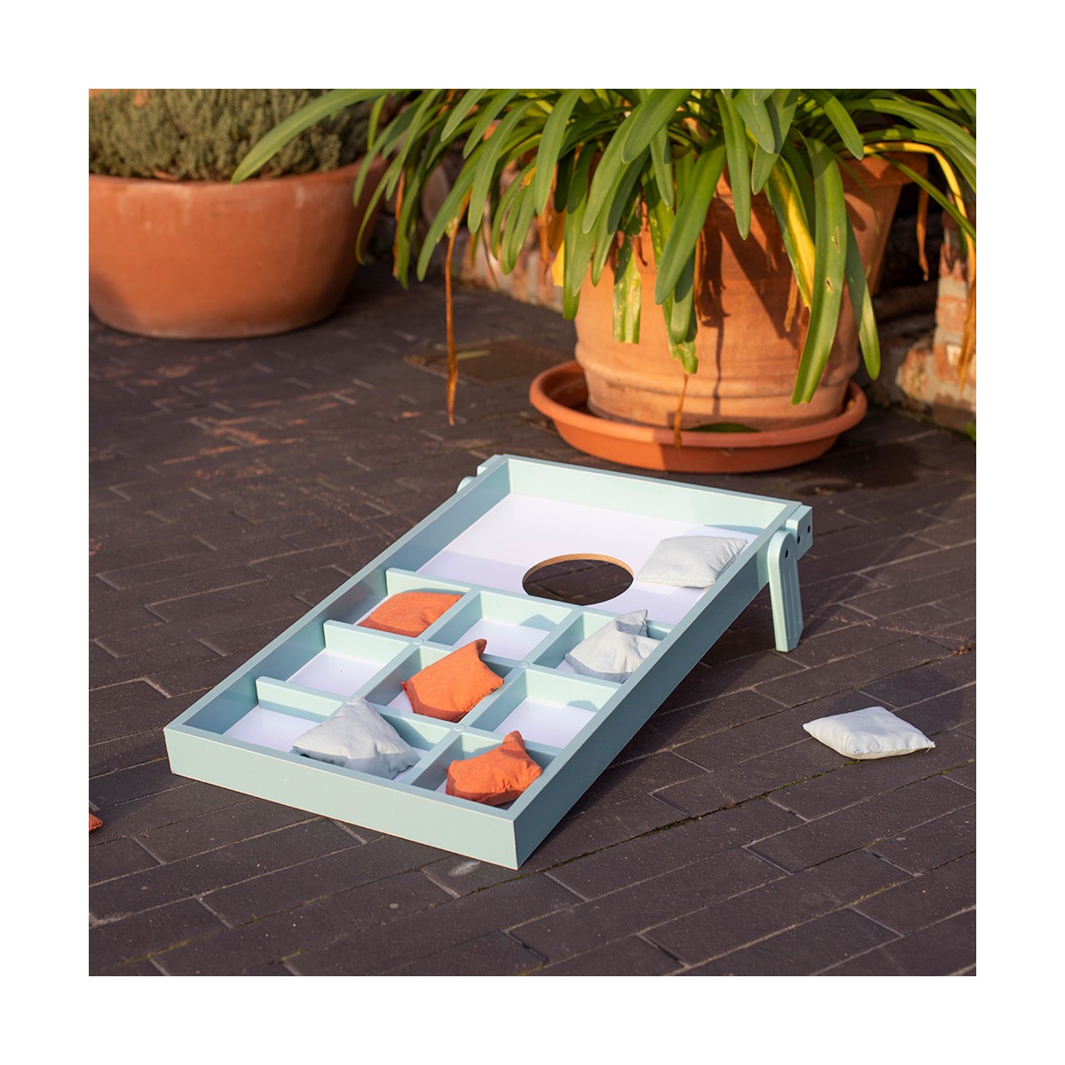 Jeu 2 en 1 lancer de sacs et morpion blanc, LIVOO