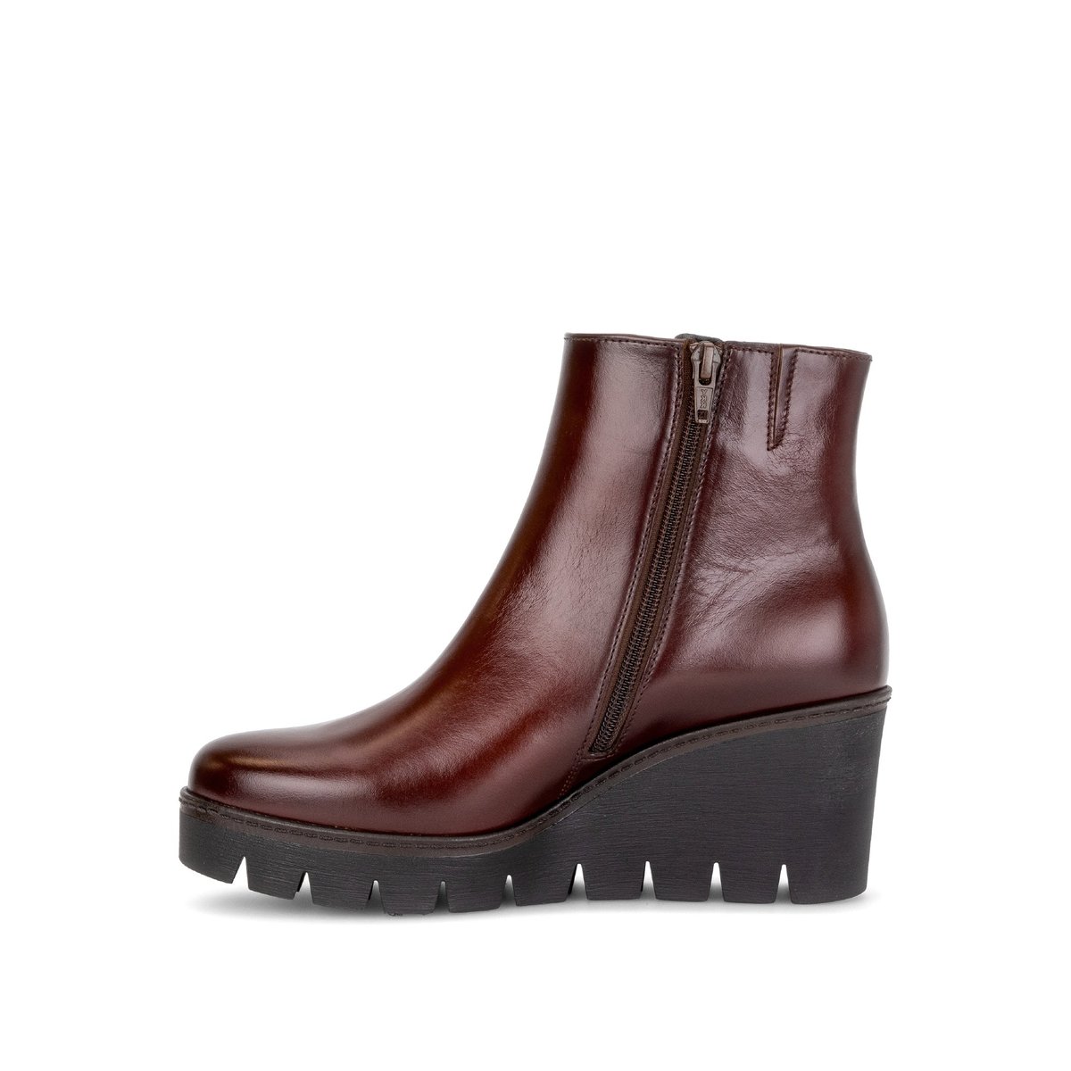 Bottines en cuir à talon compensé cognac, GABOR