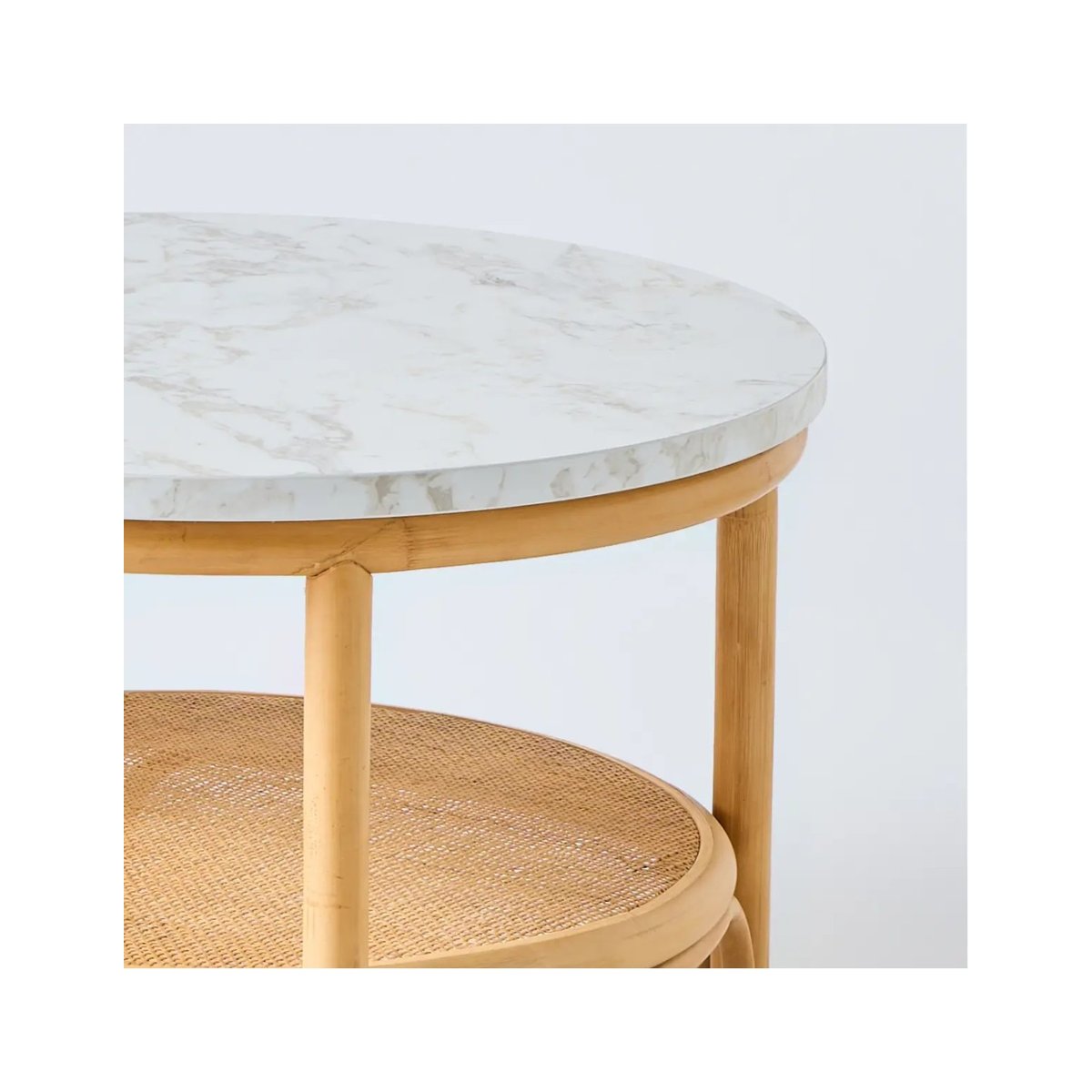 Table basse en rotin RIVIERA plateau blanc Dia 70 blanc, KOK