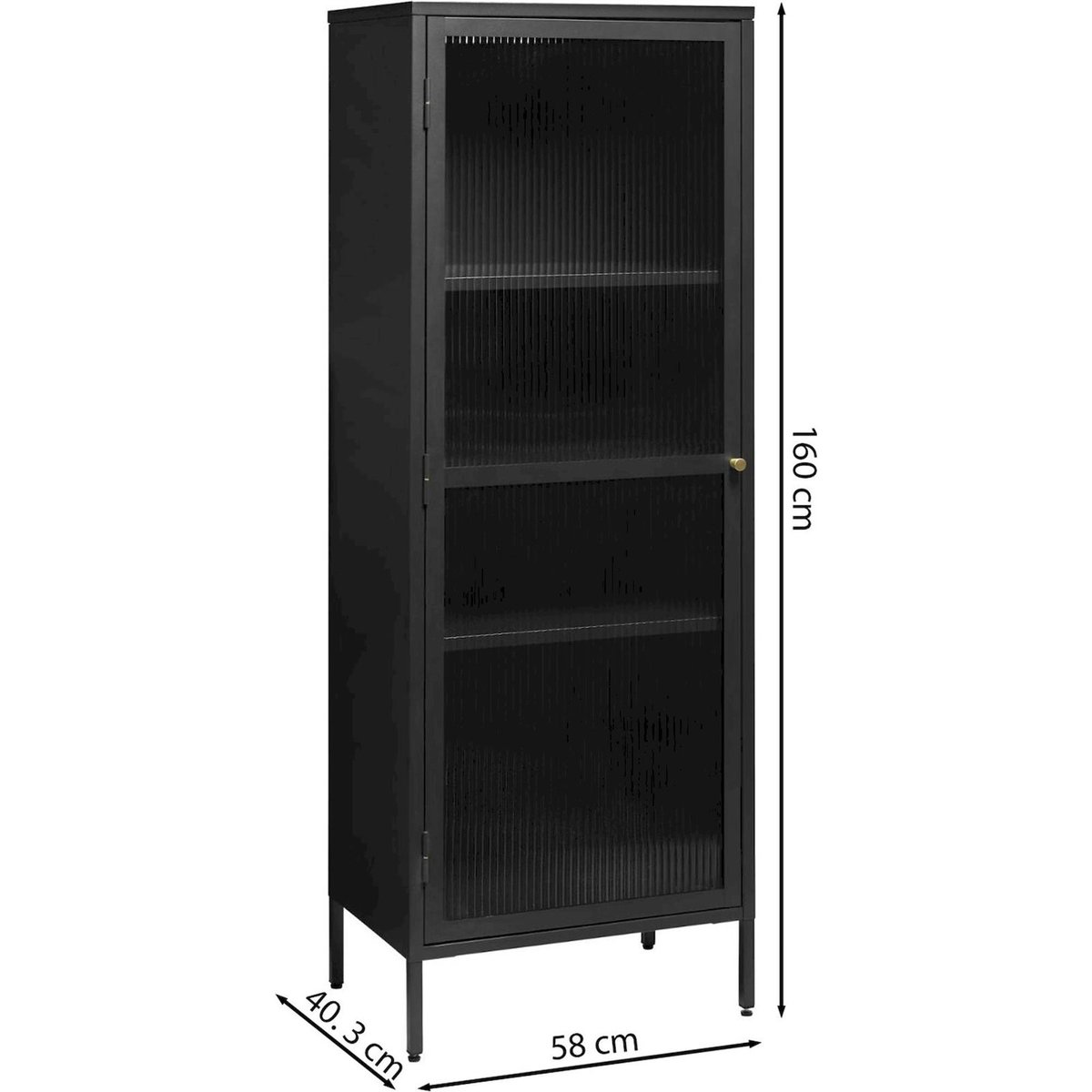 Vitrine 1 porte en métal collection AVENSUNLY noir mat, RECOLLECTION