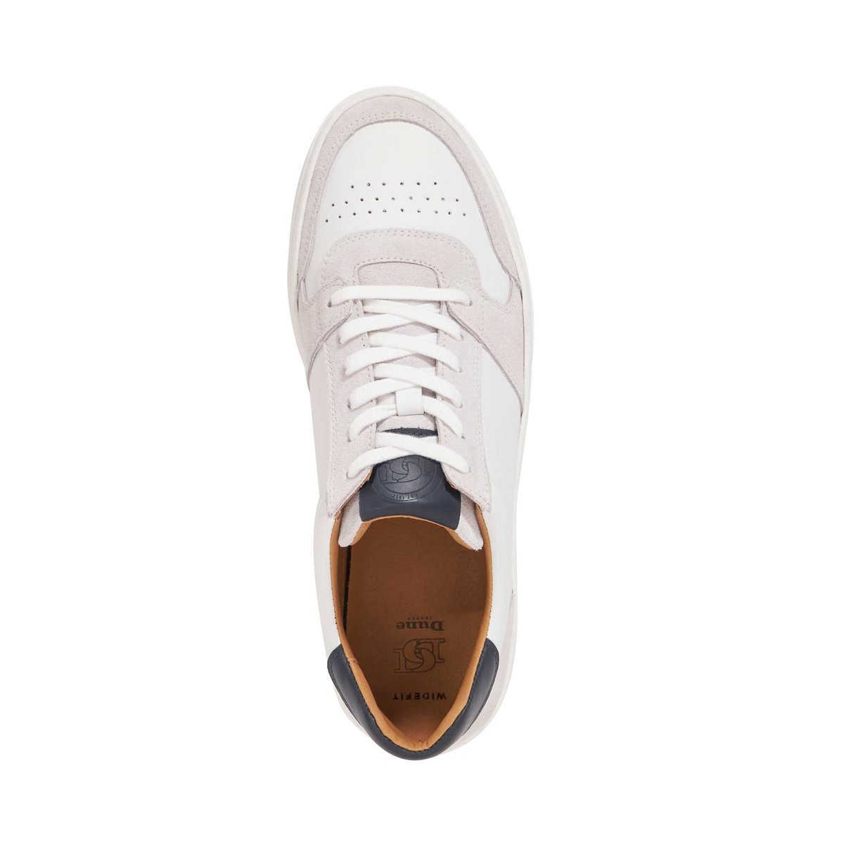 TAWLY WFWide Fit Leather Perforated Lace Up Trainers - white-leather, DUNE LONDON