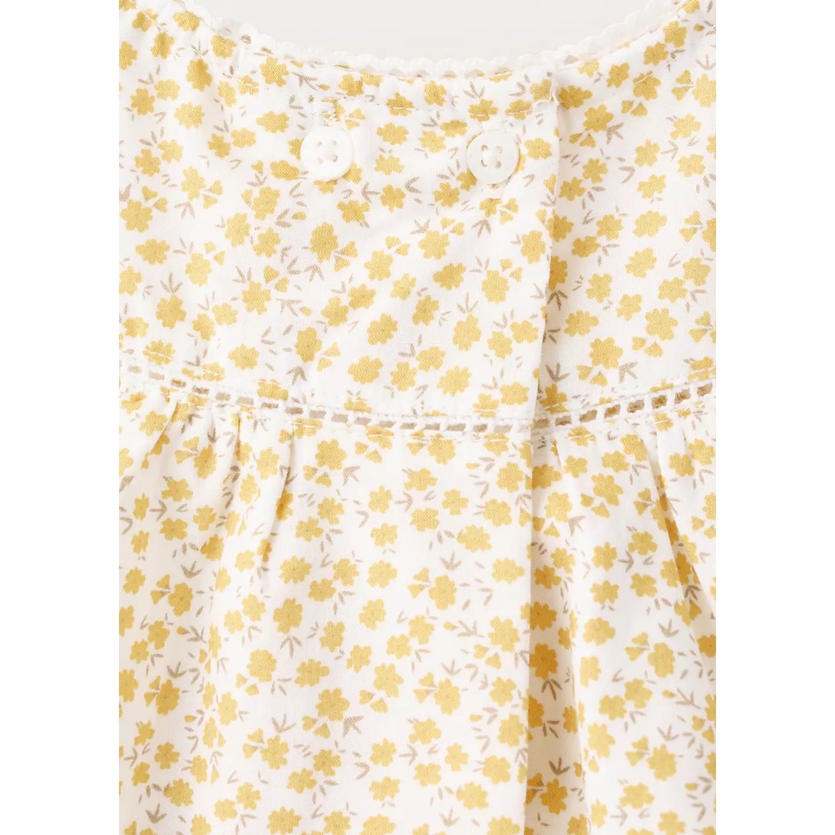 Robe et culotte coton imprimé à fleurs jaune, MANGO BABY
