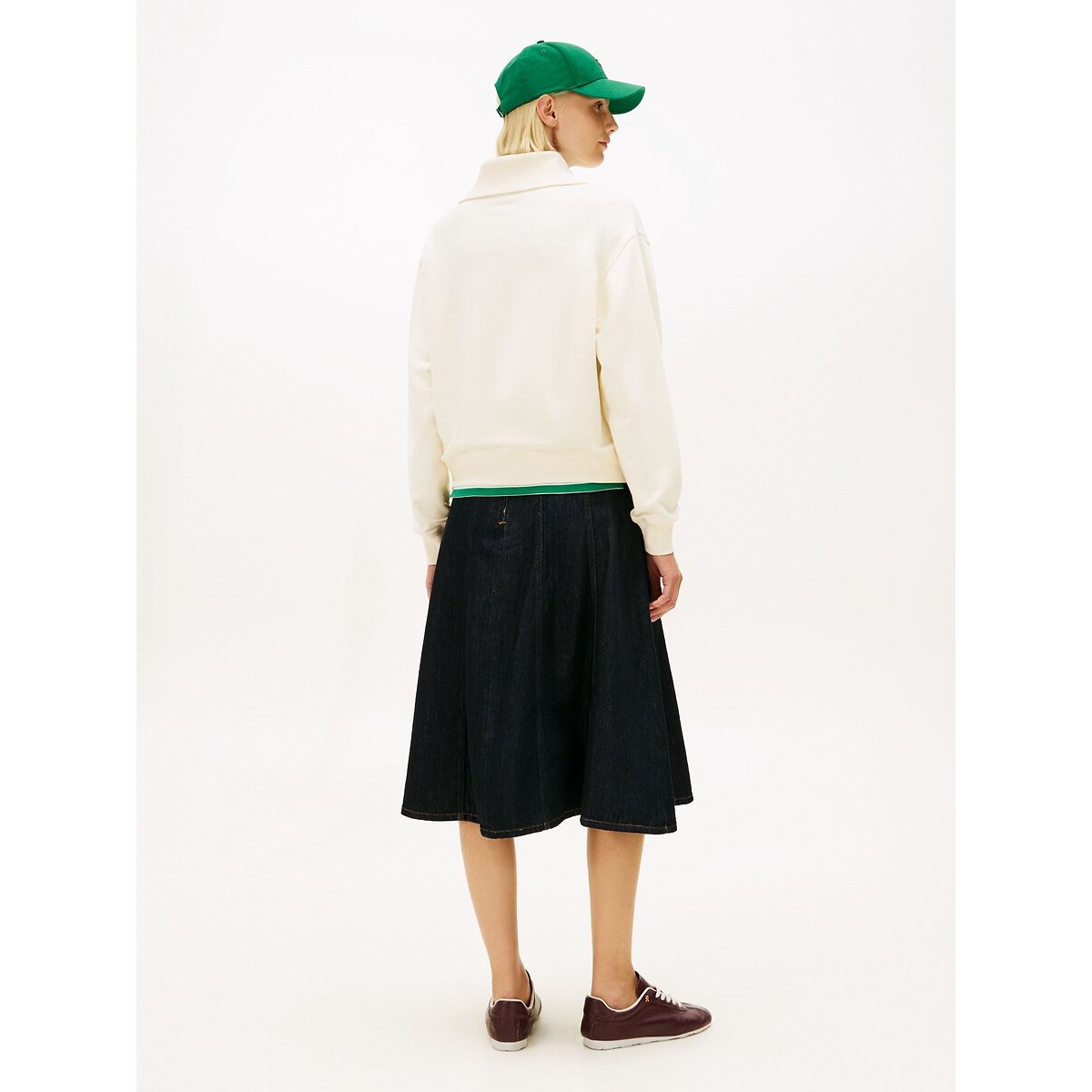Sweat à col camionneur zippé à manches longues crème, TOMMY HILFIGER