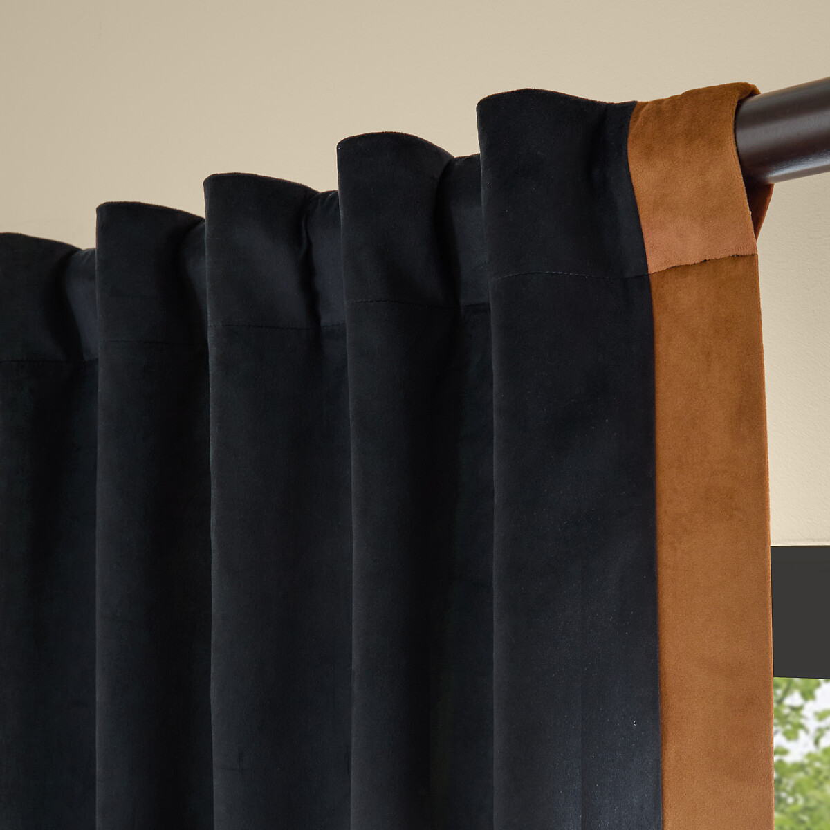 MADE.COM Audley Fully Lined Matt Velour Tab Top Curtains dark blue, MADE