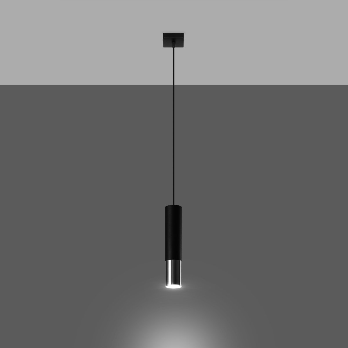 Suspension Acier Noir/Chromé GU10 1 Loopez noir, EDEN