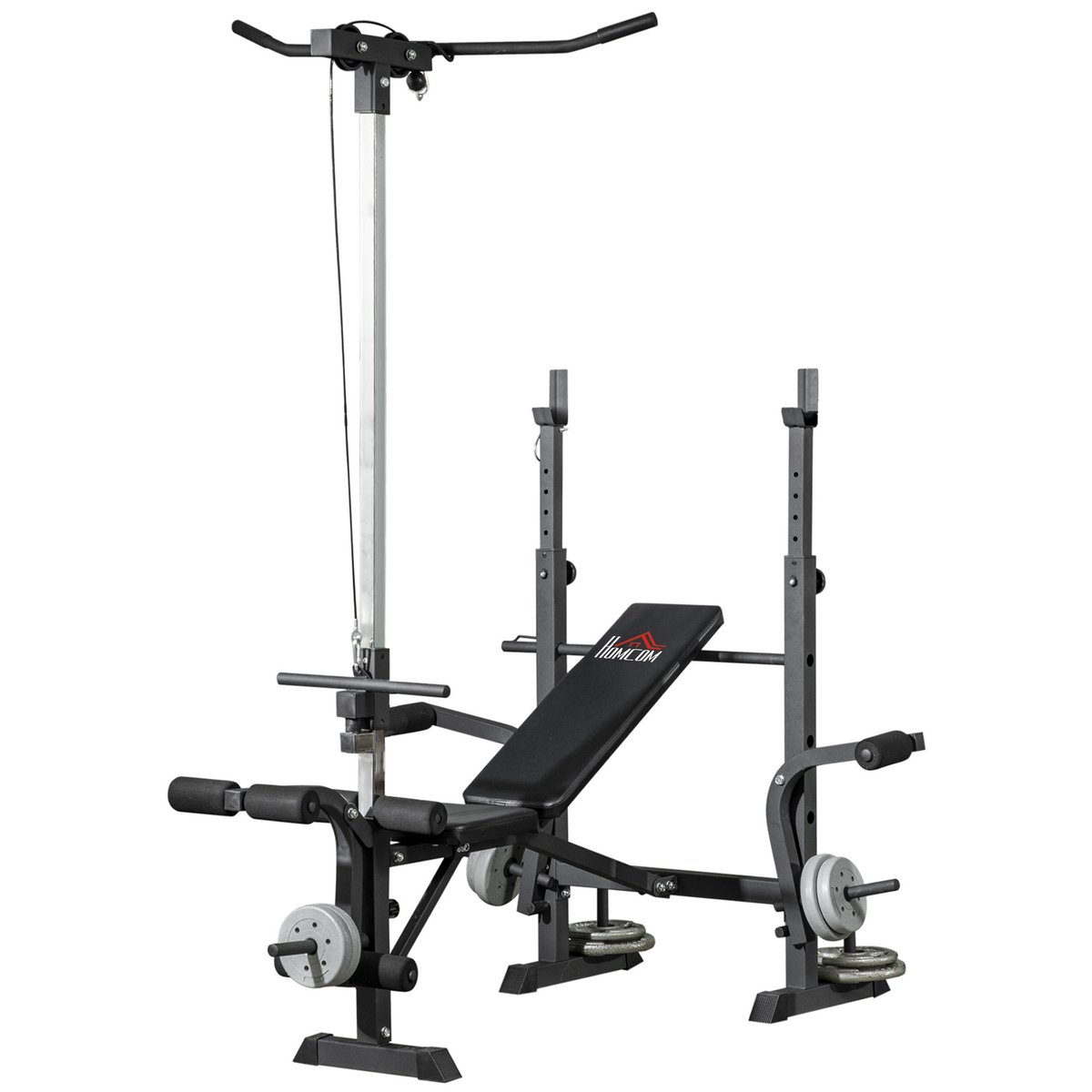 Banc de musculation noir, HOMCOM