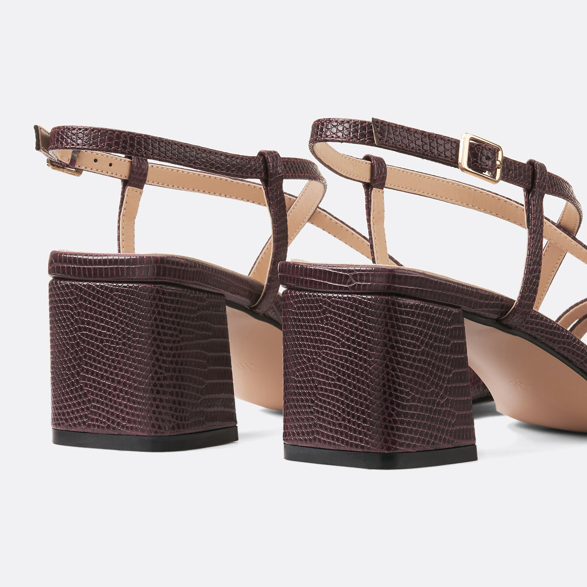 Snake Print Heeled Sandals burgundy, LA REDOUTE COLLECTIONS