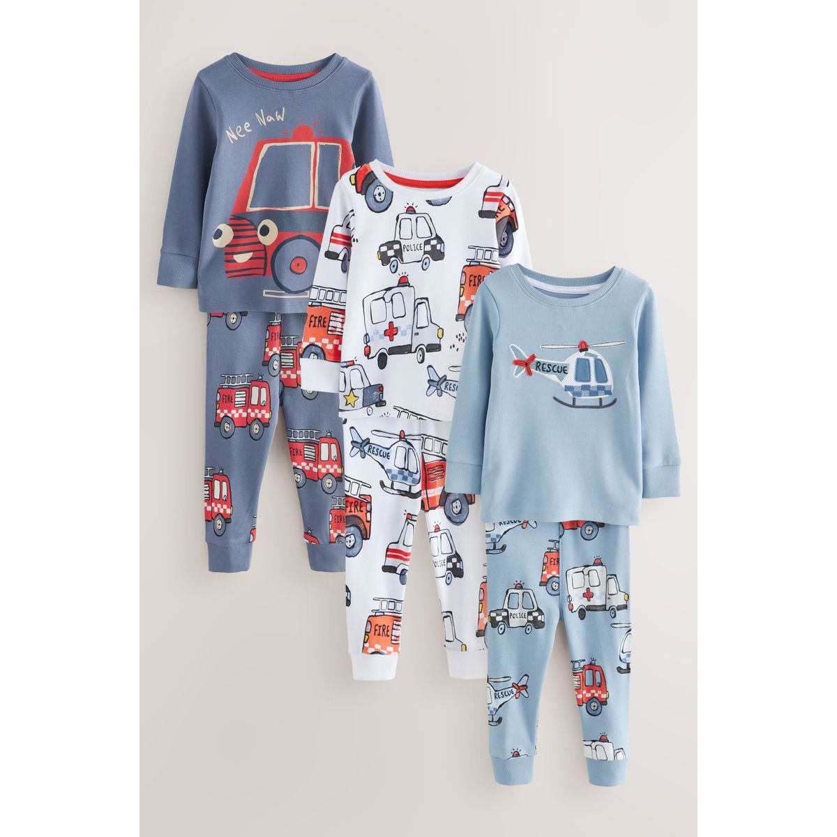 Pyjama confortable, lot de 3 véhicule d'urgence rouge/bleu, NEXT