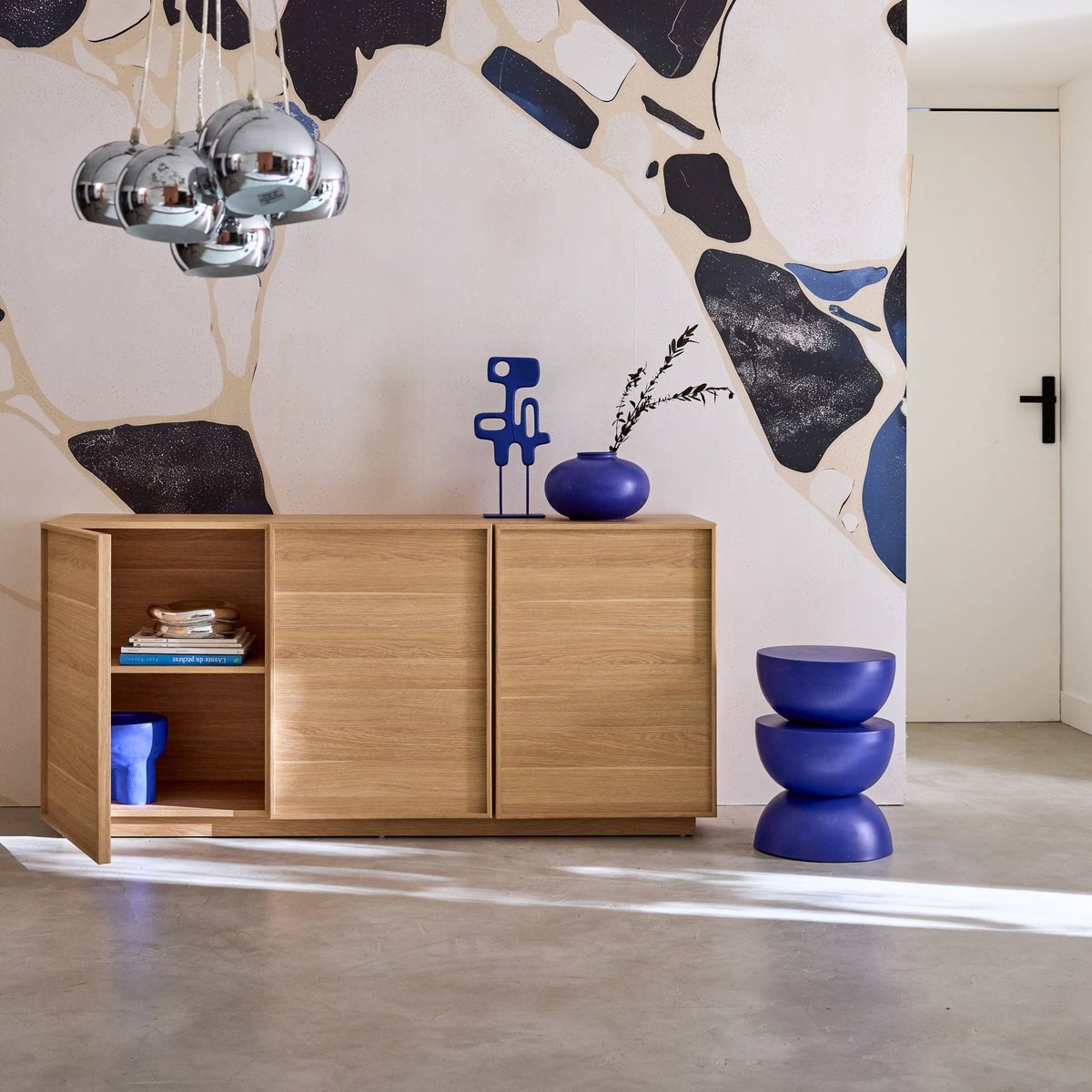 Buffet décor bois 3 portes 160cm KUBA naturel, SWEEEK