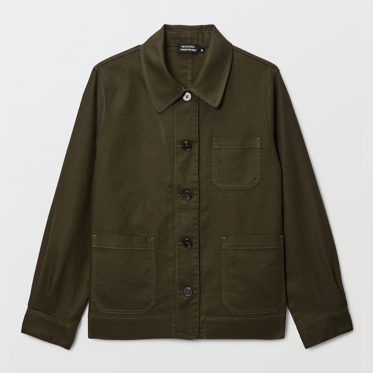 Veste courte contenant du lin militaire, MONOPRIX