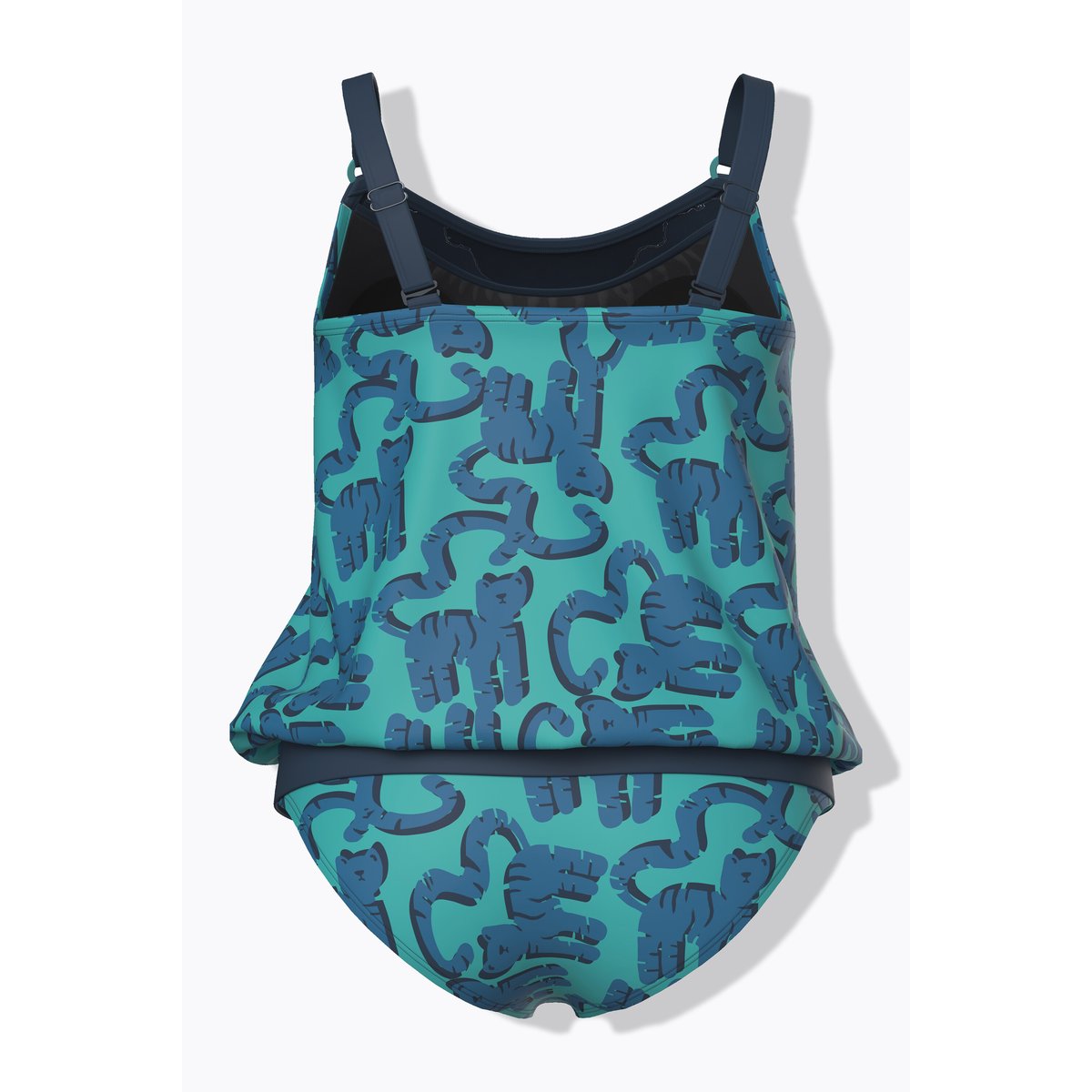 Tankini avec bonnets souples, motif chats vert caraïbes clair, ULLA POPKEN