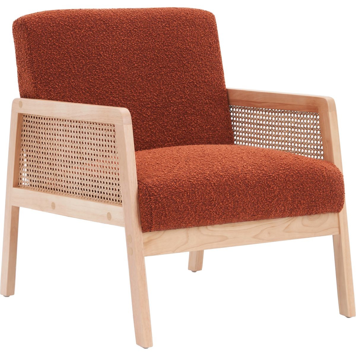 Fauteuil en cannage et tissu bouclé - MANI rouille, HOMIFAB