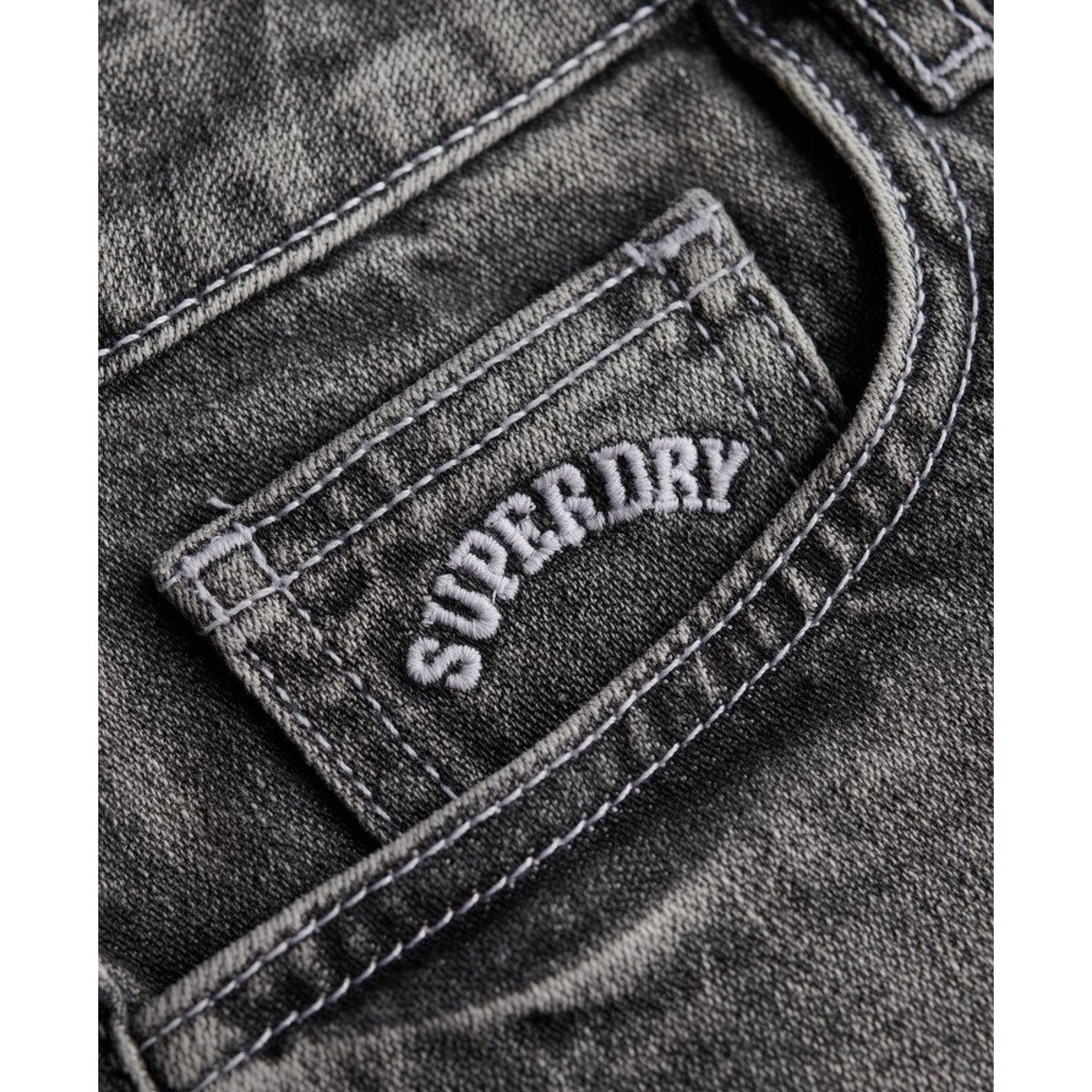 Short en jean taille basse denim noir vintage, SUPERDRY