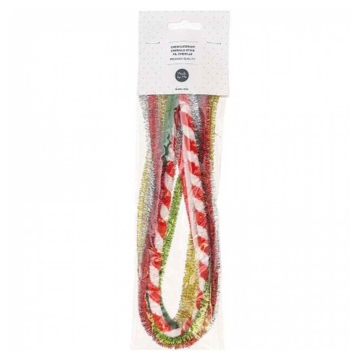Chenille mixte de rouge et Vert 10x 50cm couleur unique, RICO DESIGN