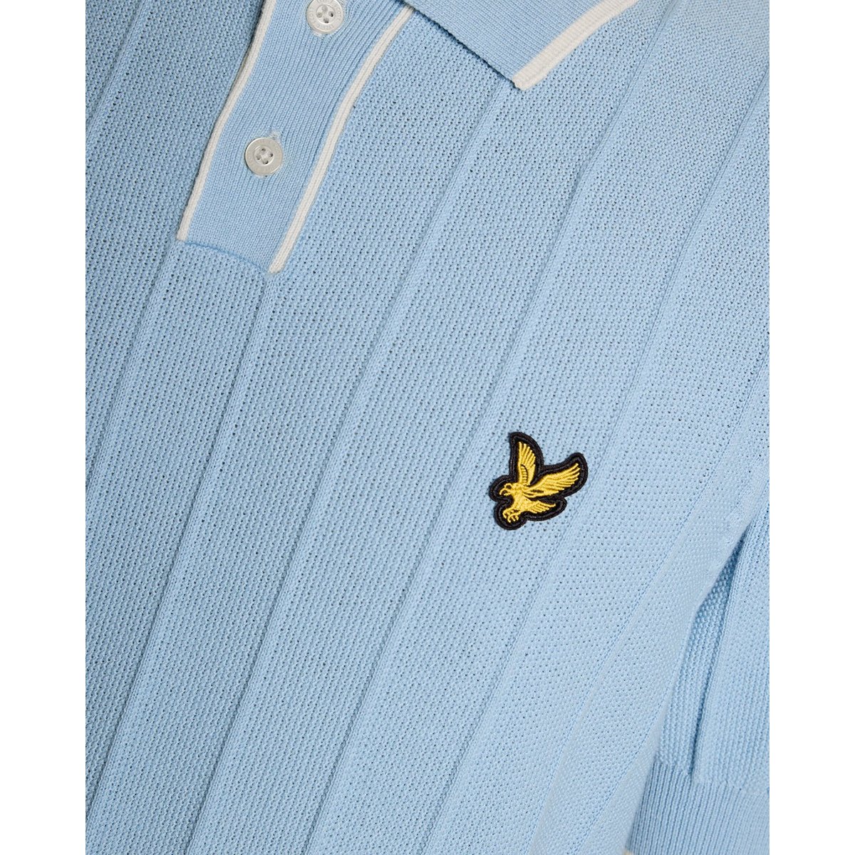 Polo à liserés contrastés en piqué en maille bleu craie, LYLE & SCOTT