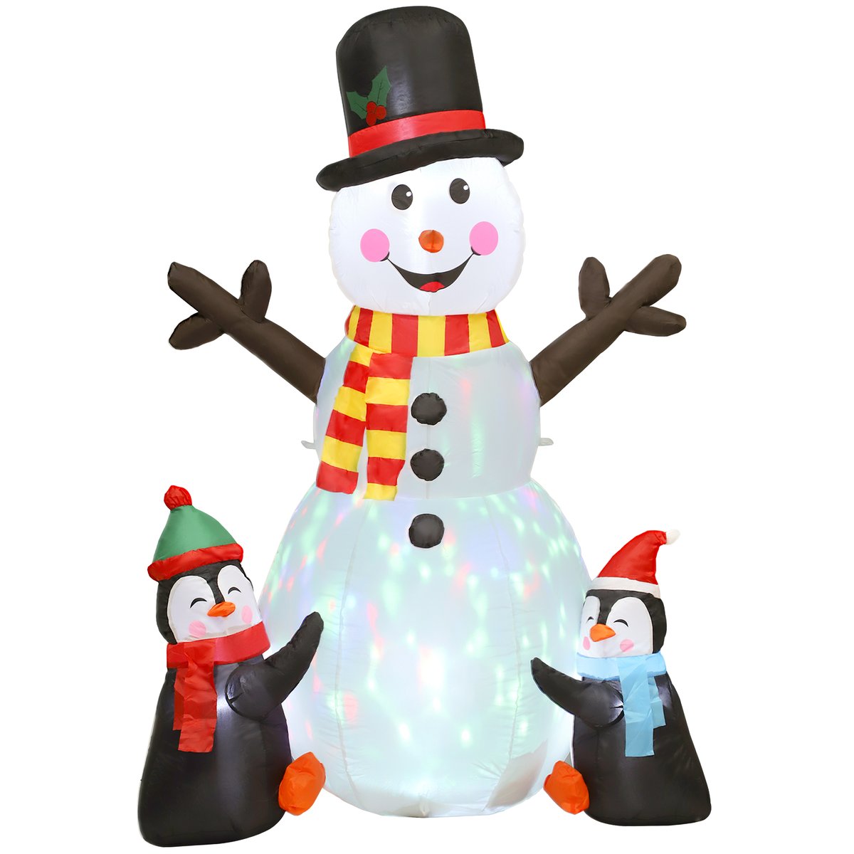 Bonhomme de neige gonflable Polyester Blanc blanc, OUTSUNNY