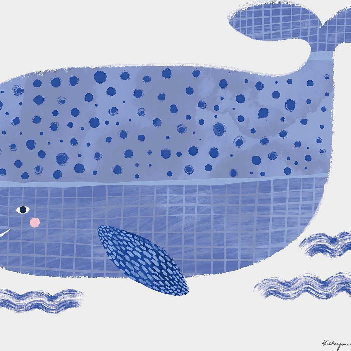 Affiche enfant baleine bleue affiche seule, HEXOA
