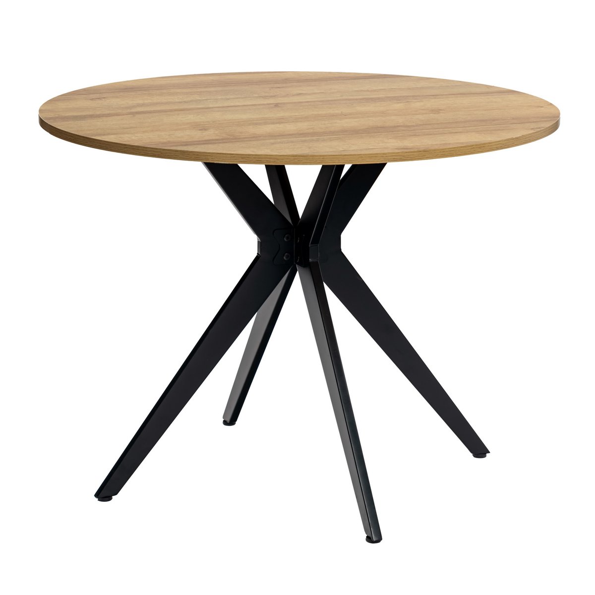Table à manger ronde 4-6 personnes industriel, CLIFT noir, MEUBLES COSY