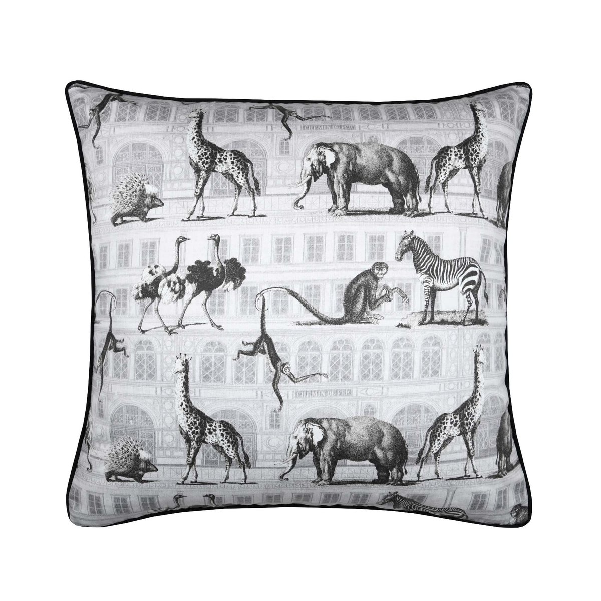 Coussin passepoilé au style décalé gris clair, LOVELY CASA