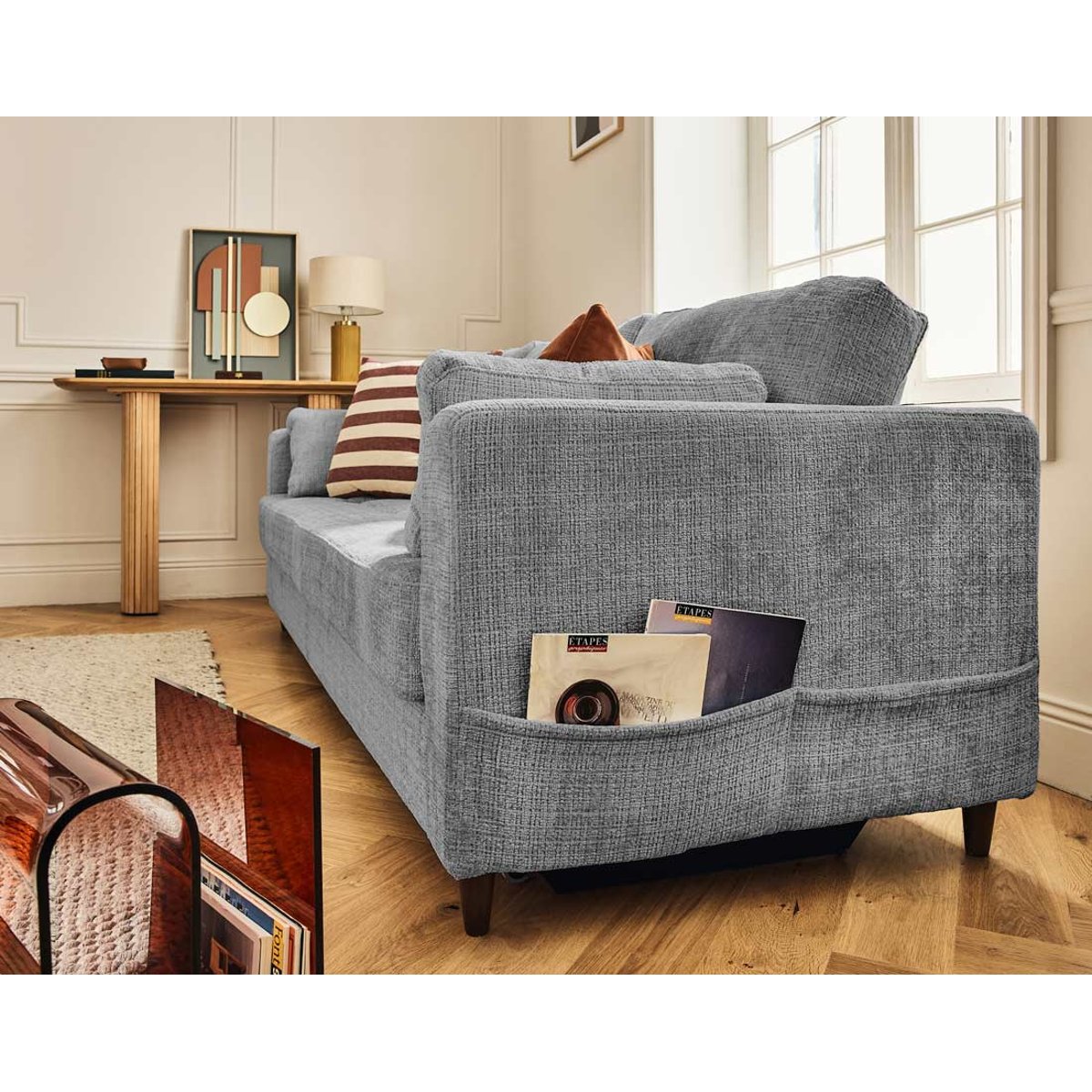 Canapé Convertible 3 places - ANNA gris, BEST MOBILIER