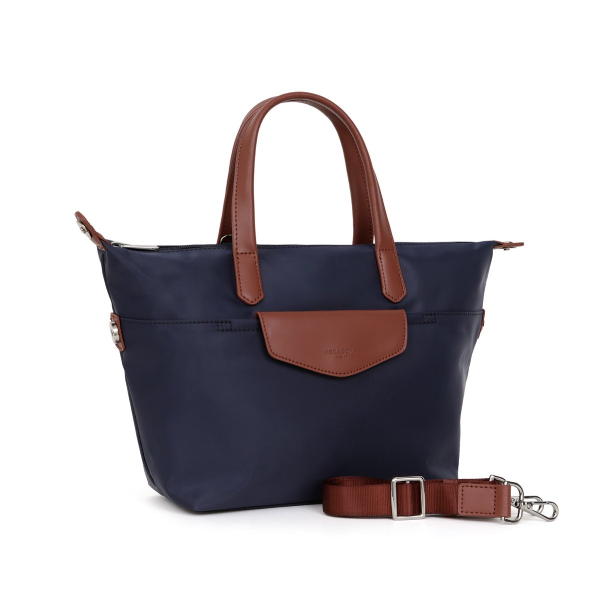 Sac cabas porté main POP bleu marine, HEXAGONA