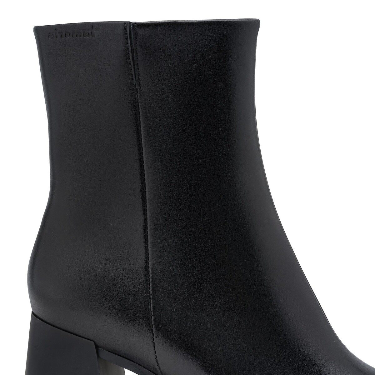 Bottines en cuir, à talons, bout carré noir, TAMARIS