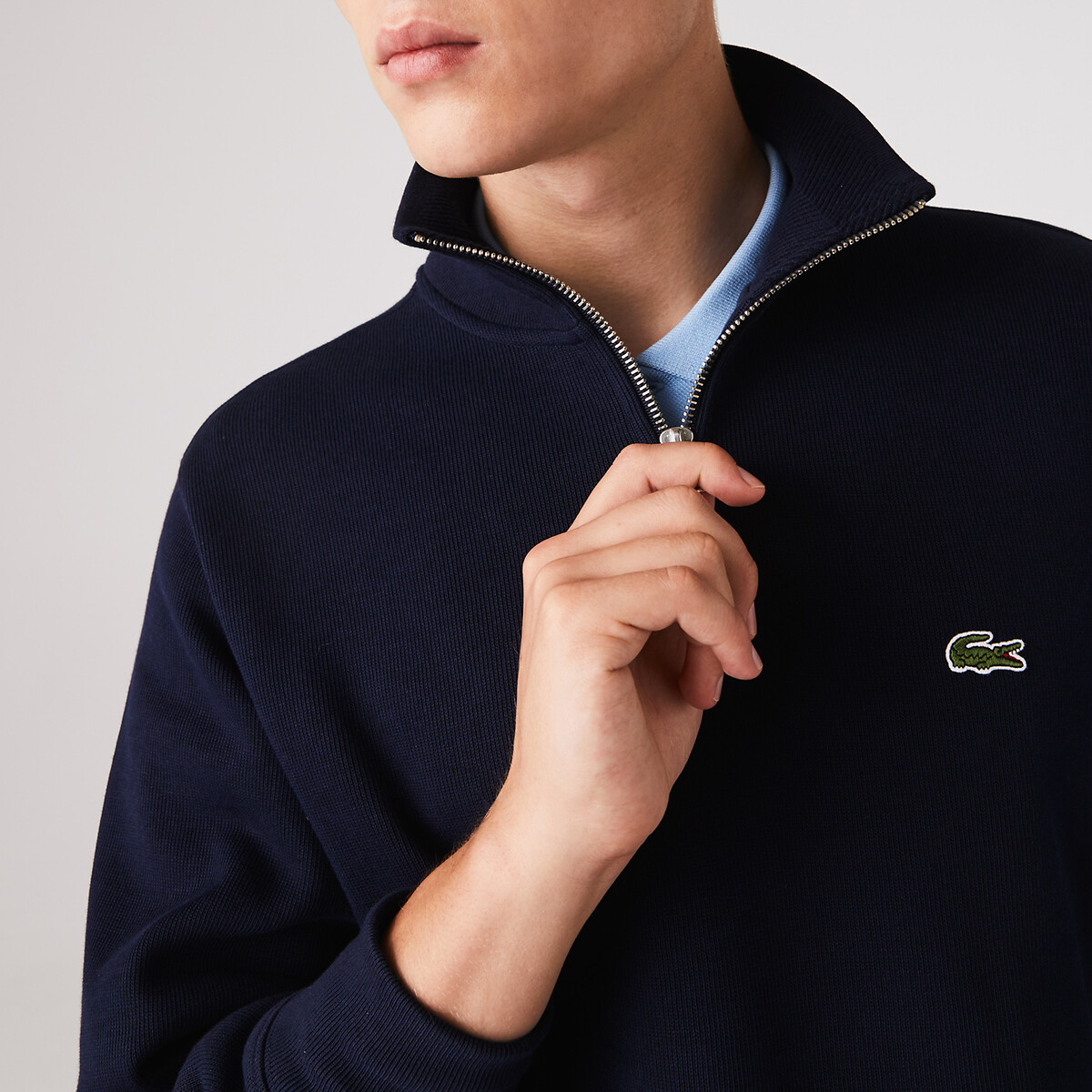 Sweat com fecho pequeno na gola, Lacoste Sport marinho, LACOSTE