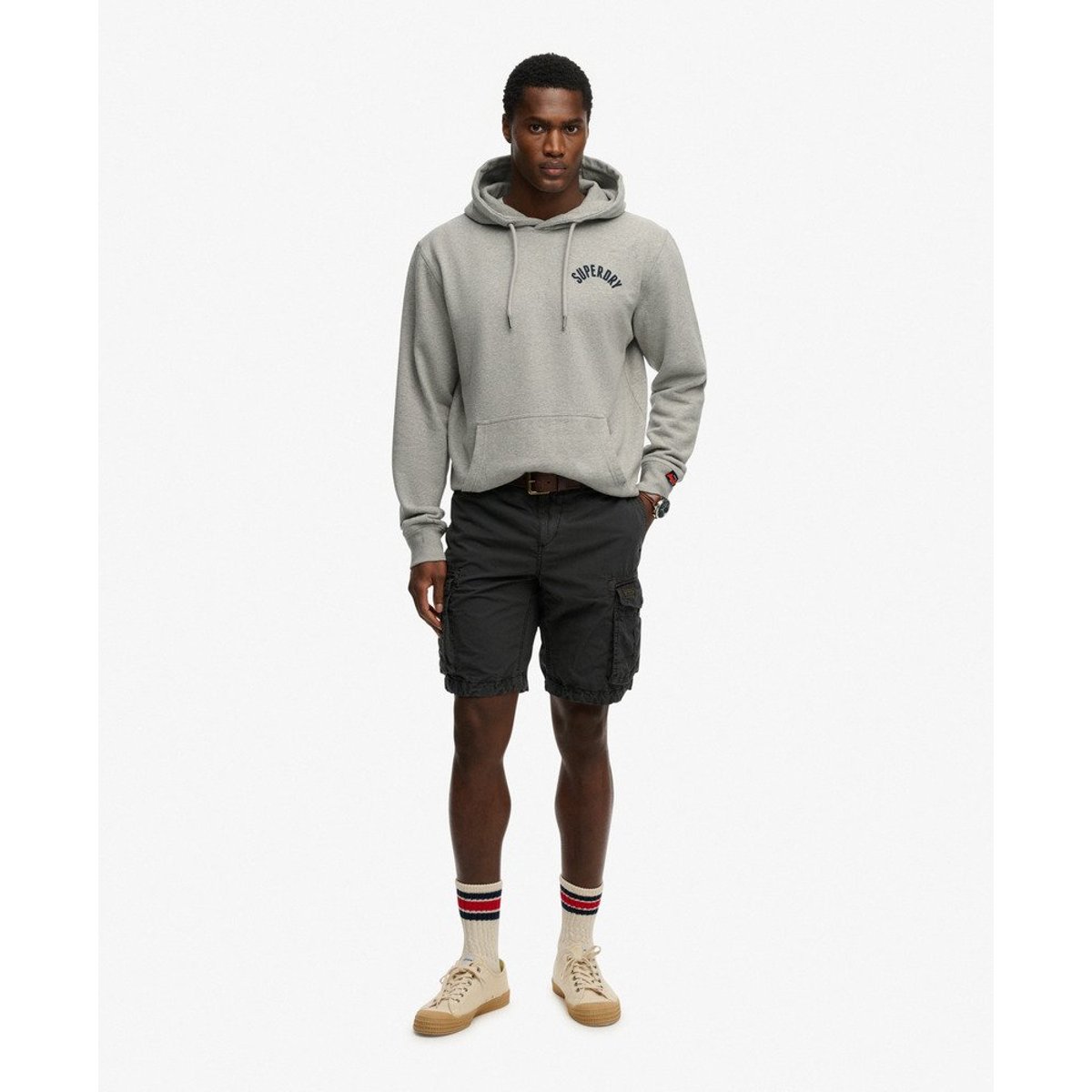 Sweat à capuche Athletic Essentials gris chiné, SUPERDRY