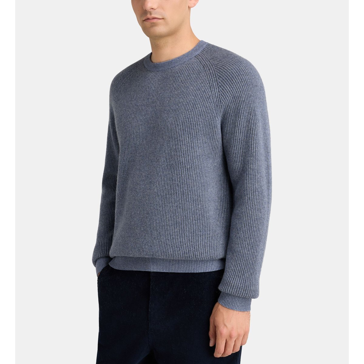 Pull droit nachribco côtes bicolores cachemire denim, GALERIES LAFAYETTE