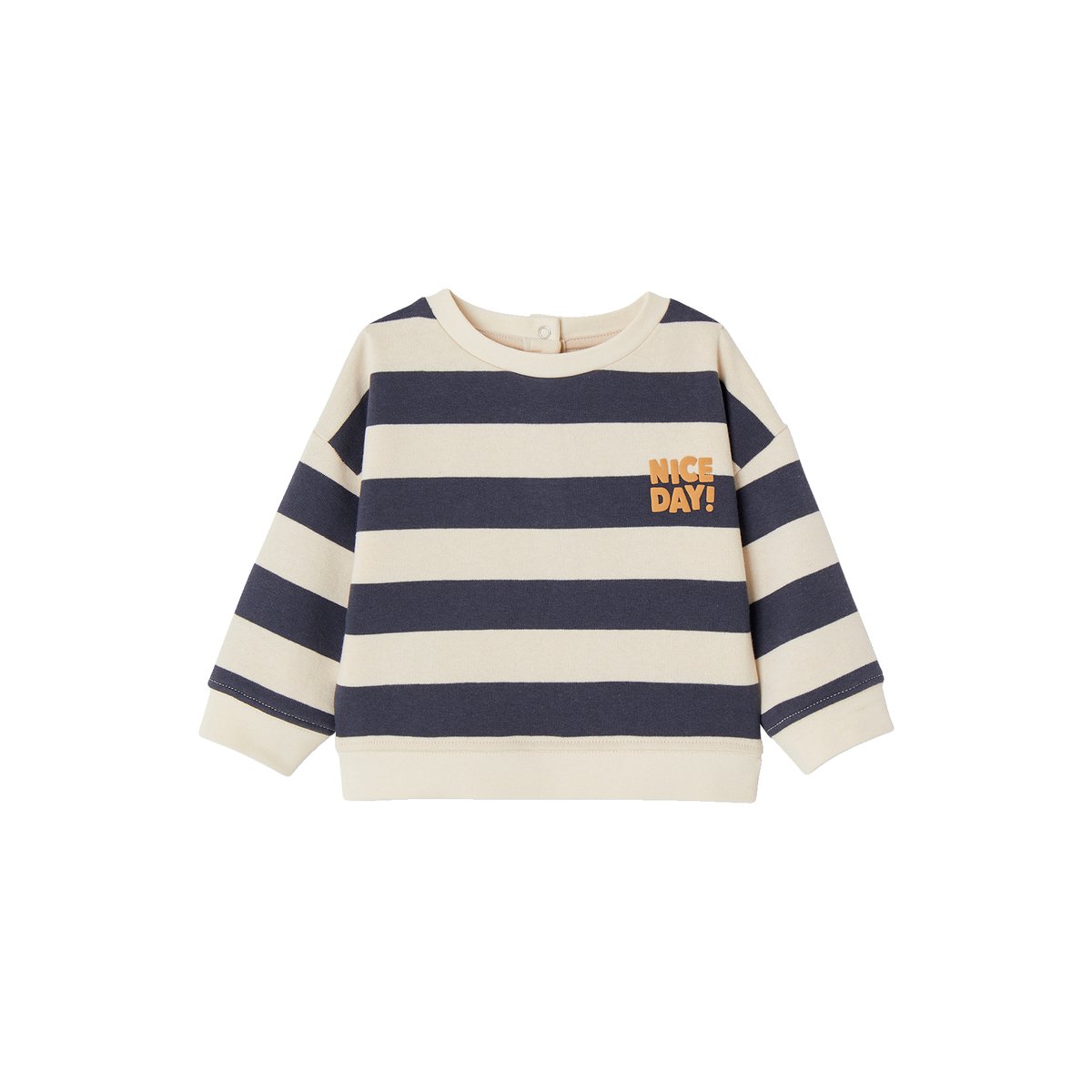 Ensemble sweat rayé + pantalon battle bébé DENIM FABRIC bleu ardoise, VERTBAUDET