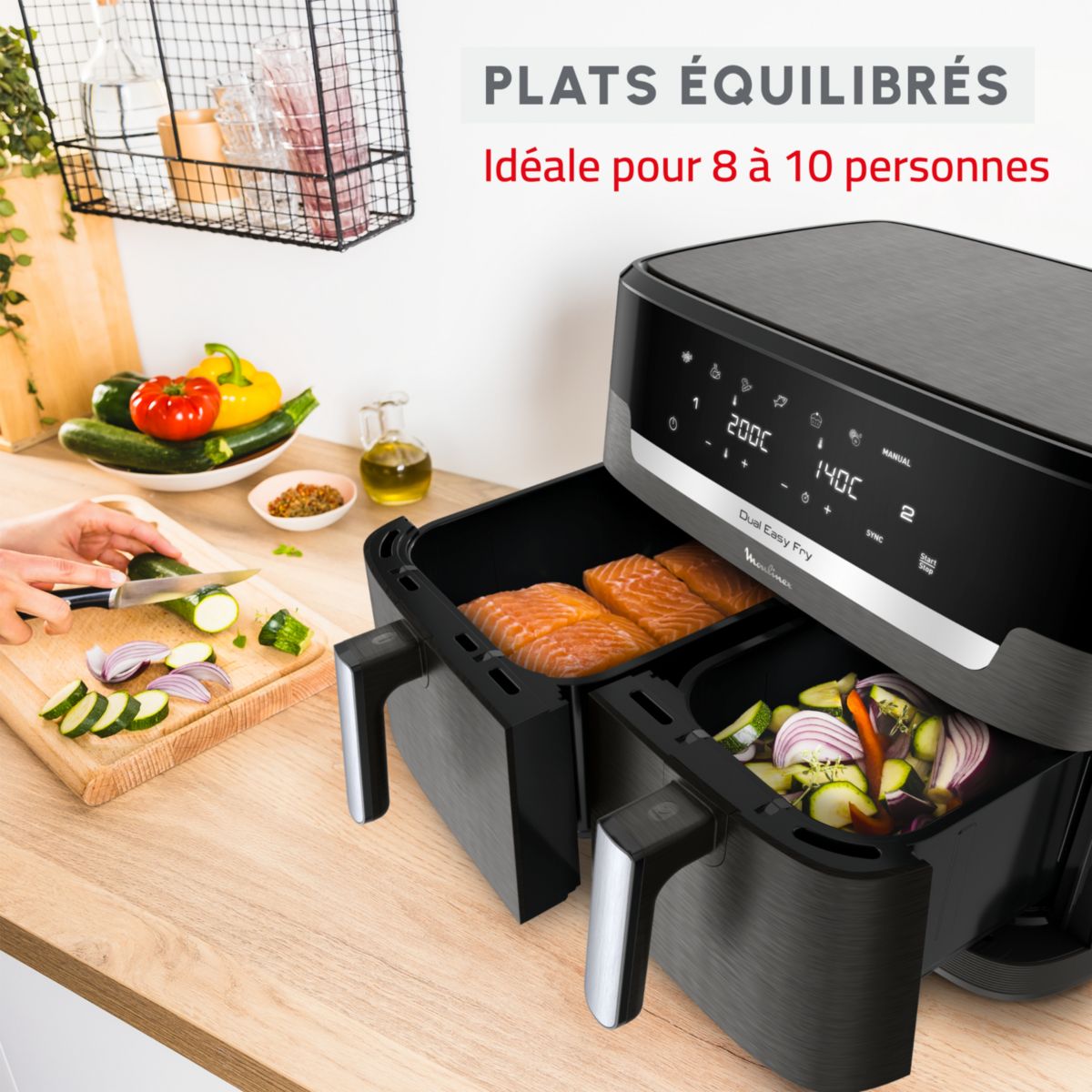 Friteuse sans huile Easy fry Dual XXL 11L EZ942HF0 noir, MOULINEX