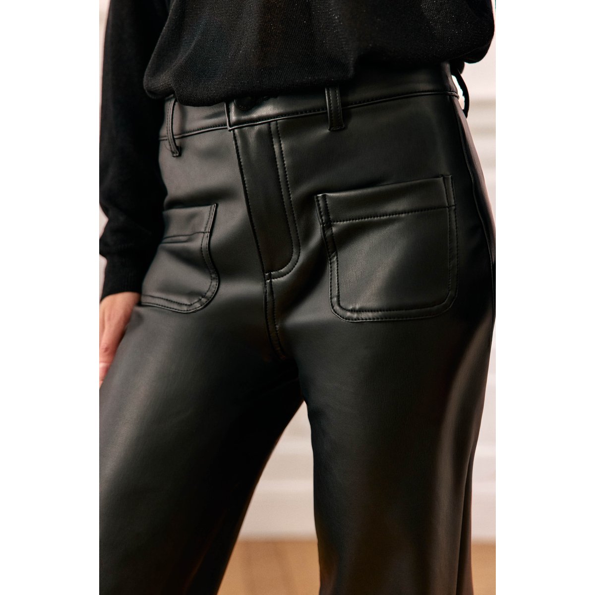 Pantalon flare uni SONNYTA 00-noir, LA PETITE ETOILE