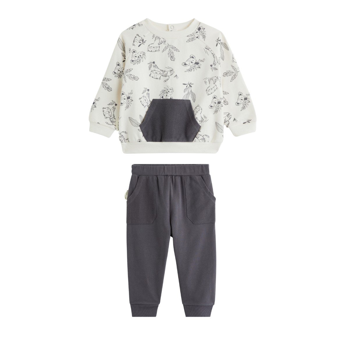 Ensemble bébé sweat et pantalon Erwan gris, PETIT BEGUIN