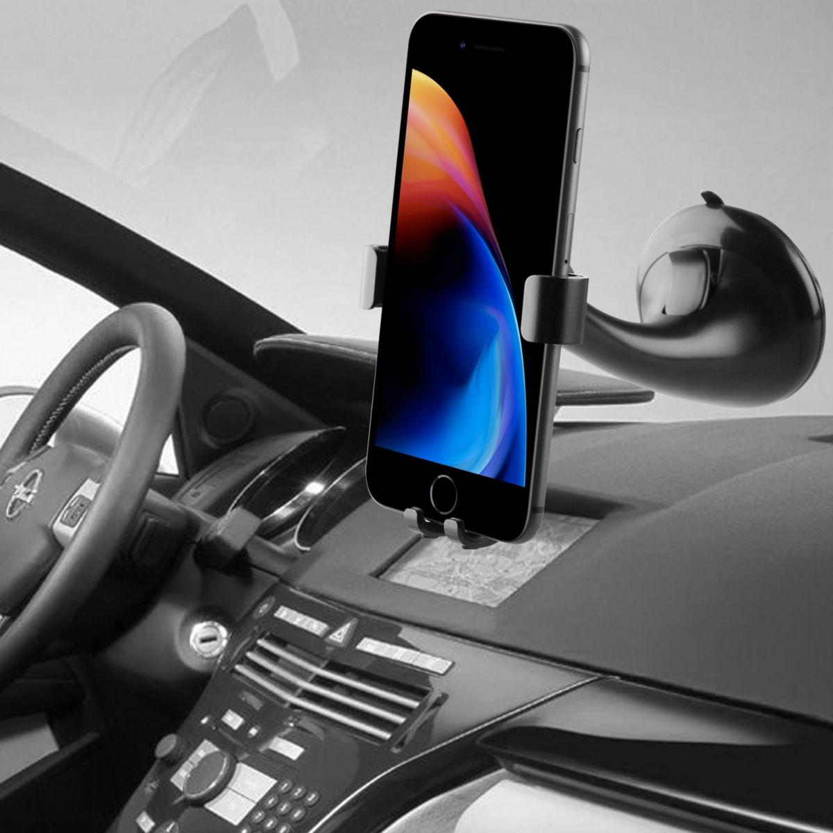 Support smartphone Voiture pare brise noir, ADEQWAT