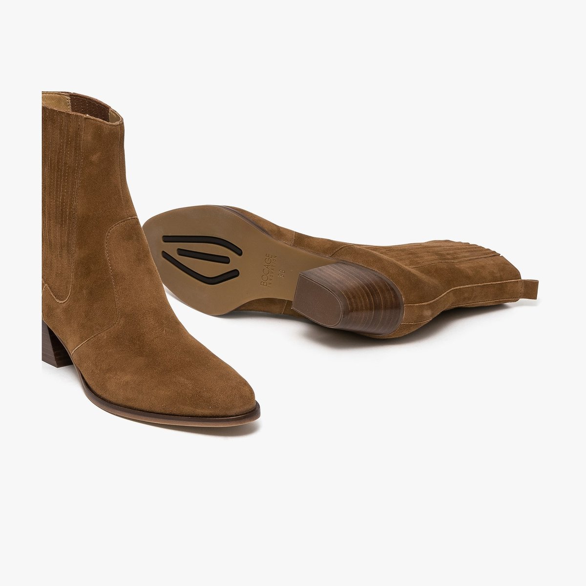 Boots À Talon en cuir MIMI cognac chataigne, BOCAGE