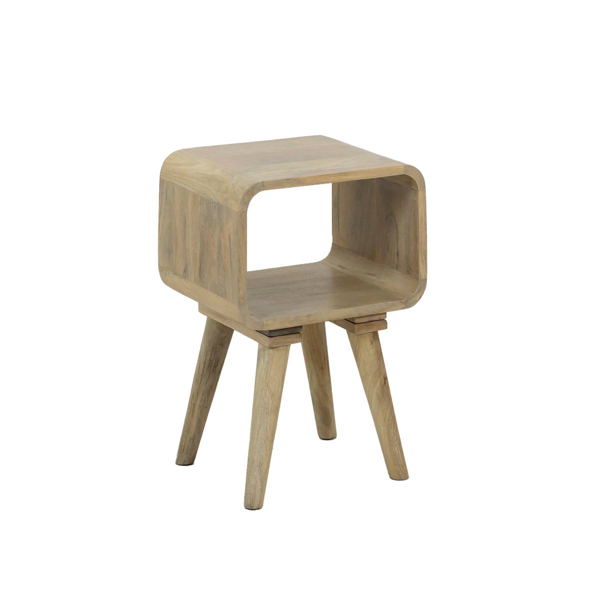 Table de chevet avec niche en bois de manguier MAËVA bois clair, MADE IN MEUBLES