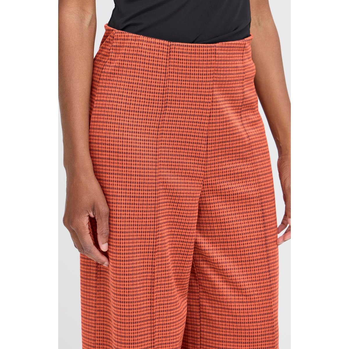 Pantalon à jambes larges, taille haute orange rooibos tea, ICHI