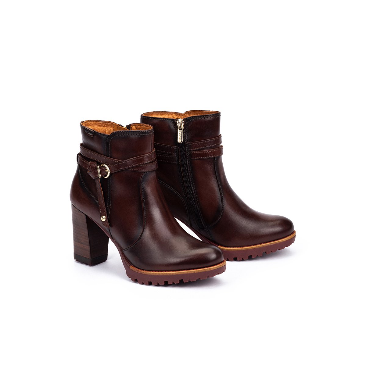 Bottines à talon cuir Connelly caoba, PIKOLINOS