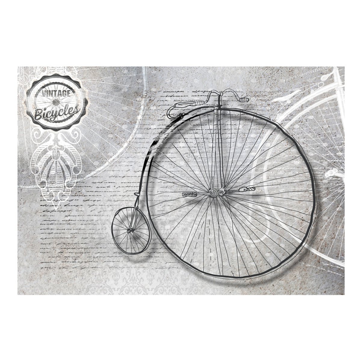 Papier peint intissé panoramique Vintage et Retro Vintage bicycles - black and white noir, EDEN