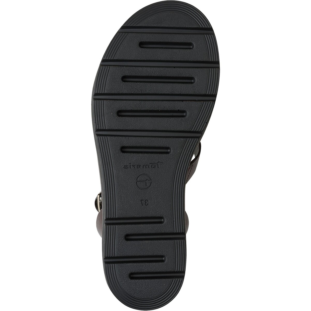 Sandalen met sleehak, in leer. kastanje, TAMARIS