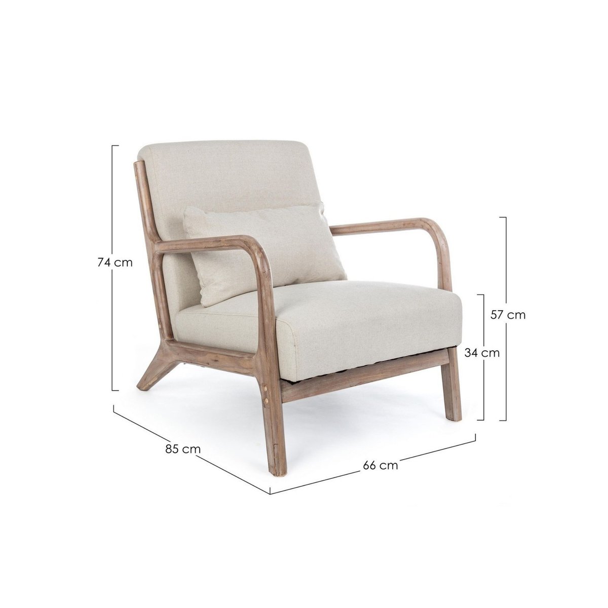 Fauteuil avec accoudoirs en lin matelassé - SEVENTIES beige, HELLIN, DEPUIS 1862